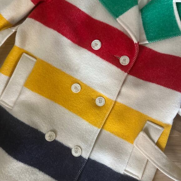 PENDLETON x HUDSON'S BAY | Vintage Wool Coat Jacket Red Yellow Navy Green | XL - Picture 6 of 10